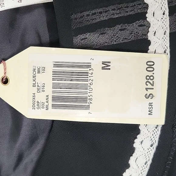 NWT M.S.S.P. Milana Black &amp; Cream  Embroidered Lace Trim Sleeveless Mini  Dress