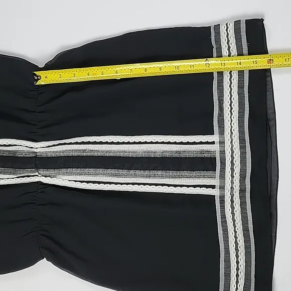 NWT M.S.S.P. Milana Black &amp; Cream  Embroidered Lace Trim Sleeveless Mini  Dress