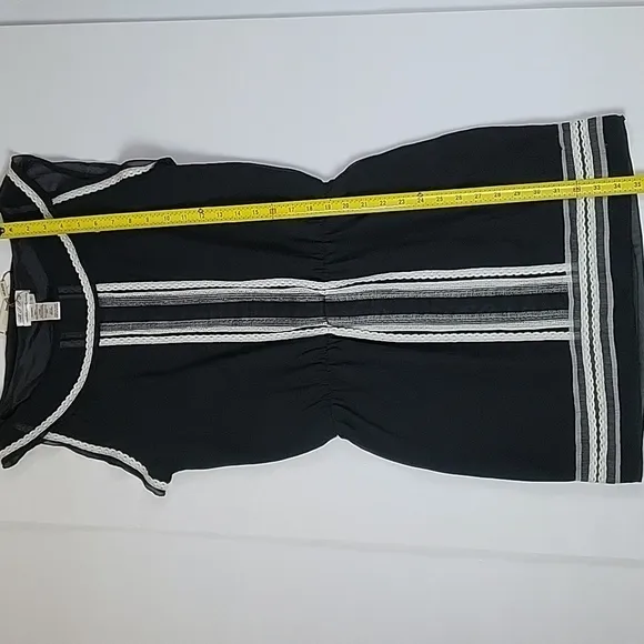 NWT M.S.S.P. Milana Black &amp; Cream  Embroidered Lace Trim Sleeveless Mini  Dress