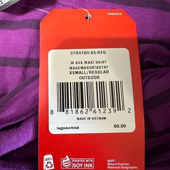 NWT The North Face Purple and Blue Striped Modal Blend Ava Maxi Skirt Si…