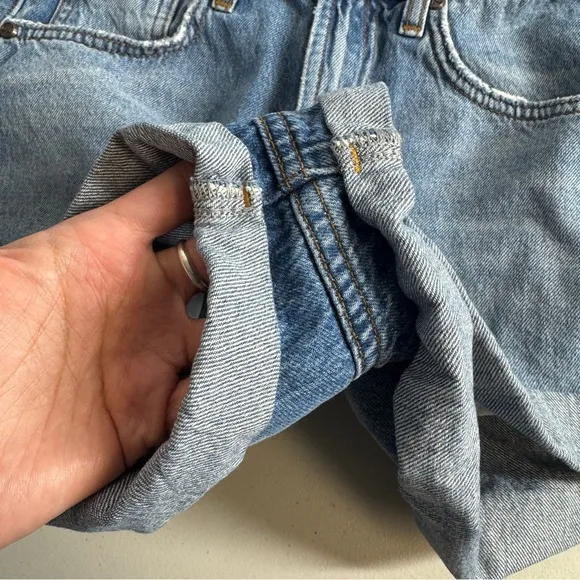 One Teaspoon High Waist Bandits Slim Fit Twisted Cuffs Denim Shorts Size 26