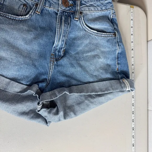 One Teaspoon High Waist Bandits Slim Fit Twisted Cuffs Denim Shorts Size 26
