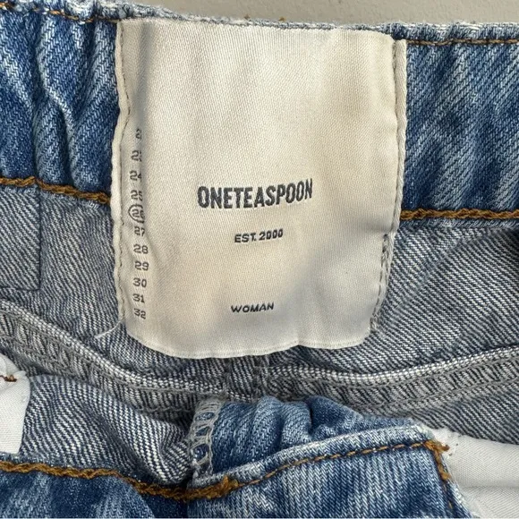 One Teaspoon High Waist Bandits Slim Fit Twisted Cuffs Denim Shorts Size 26