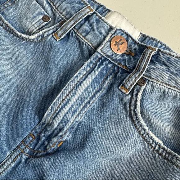 One Teaspoon High Waist Bandits Slim Fit Twisted Cuffs Denim Shorts Size 26
