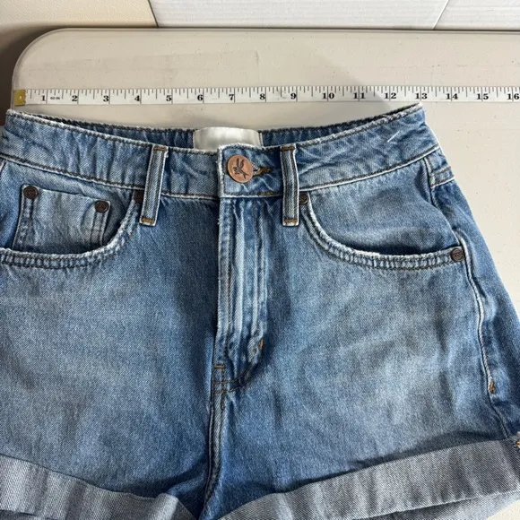 One Teaspoon High Waist Bandits Slim Fit Twisted Cuffs Denim Shorts Size 26