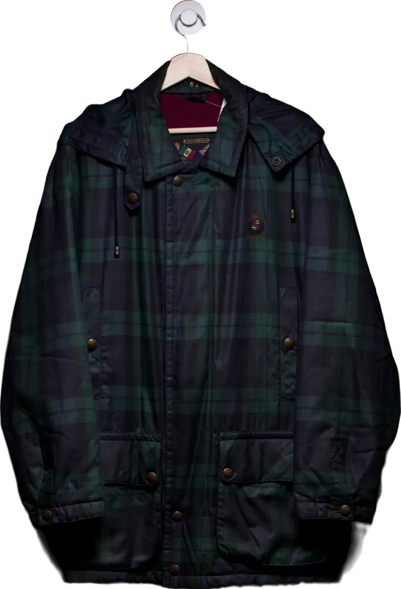 Paul & Shark Navy Blue/ Green Plaid Embroidered Climate Control Jacket UK XL