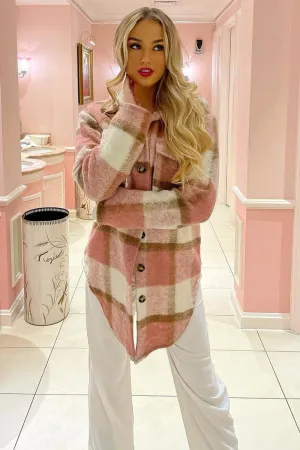 Pink Checked Pocket Front Shacket - Dalani