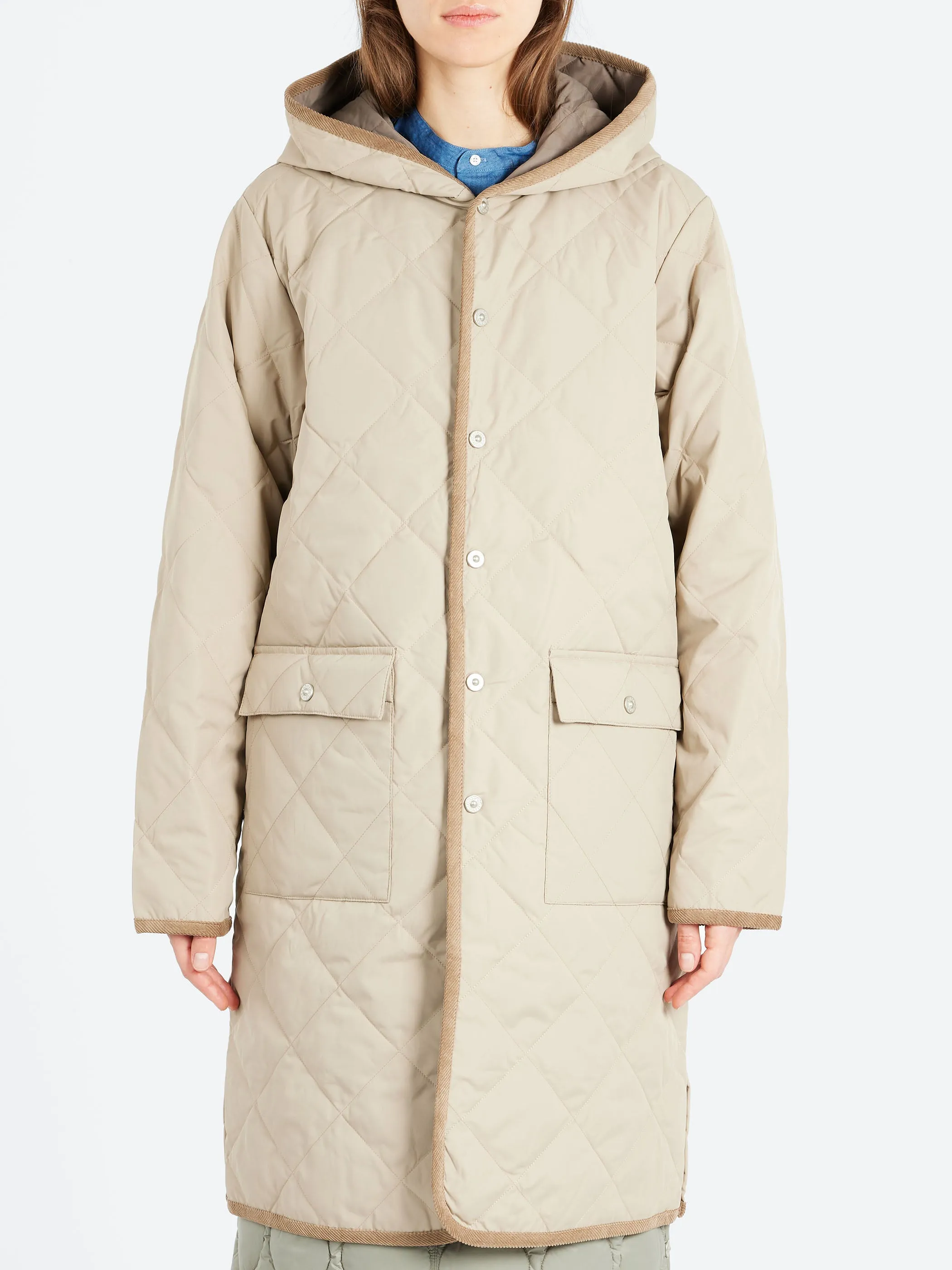 Piping Hood Long Down Coat