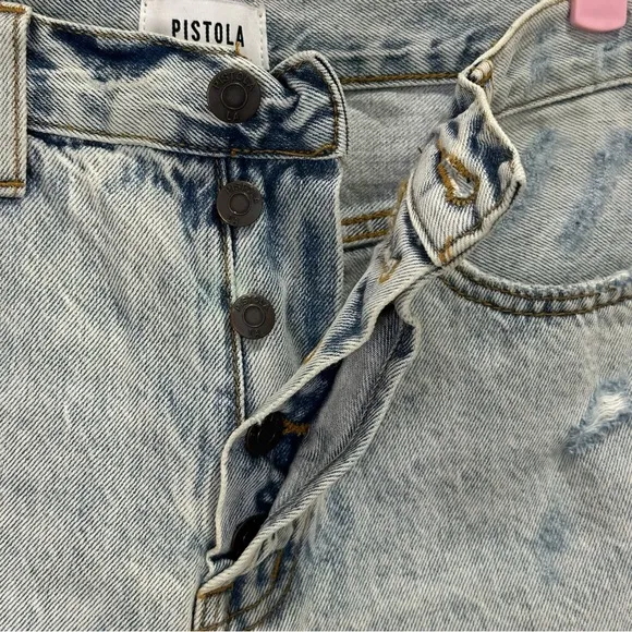 Pistola Devin High Rise Mom Cut Off Shorts Distressed Light Wash St.Tropez 27