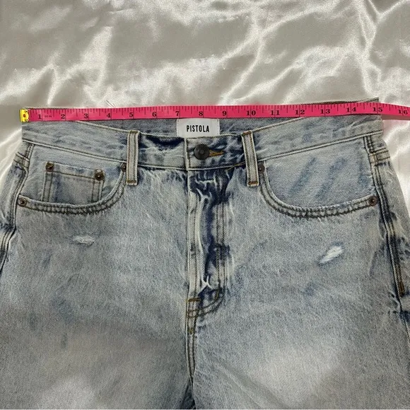 Pistola Devin High Rise Mom Cut Off Shorts Distressed Light Wash St.Tropez 27