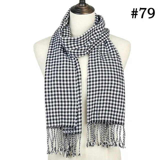 Plaid Cashmere Scarf Shawl and Wrap-around