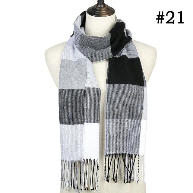 Plaid Cashmere Scarf Shawl and Wrap-around