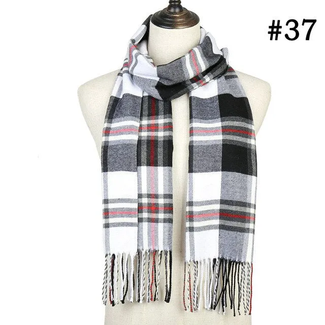 Plaid Cashmere Scarf Shawl and Wrap-around