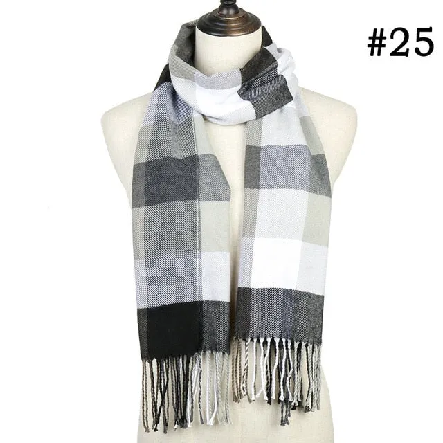 Plaid Cashmere Scarf Shawl and Wrap-around