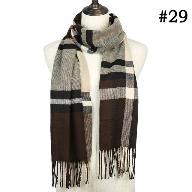 Plaid Cashmere Scarf Shawl and Wrap-around