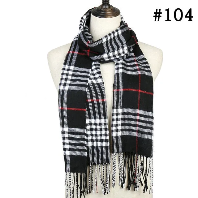 Plaid Cashmere Scarf Shawl and Wrap-around