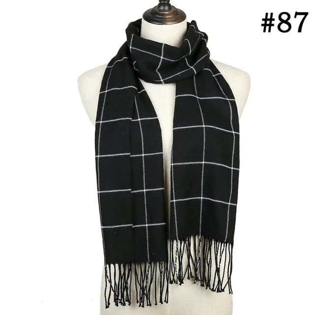 Plaid Cashmere Scarf Shawl and Wrap-around