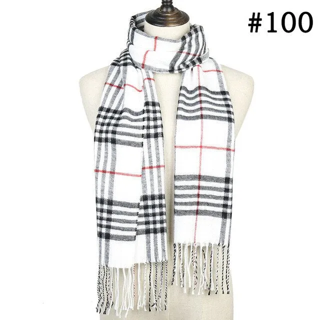 Plaid Cashmere Scarf Shawl and Wrap-around