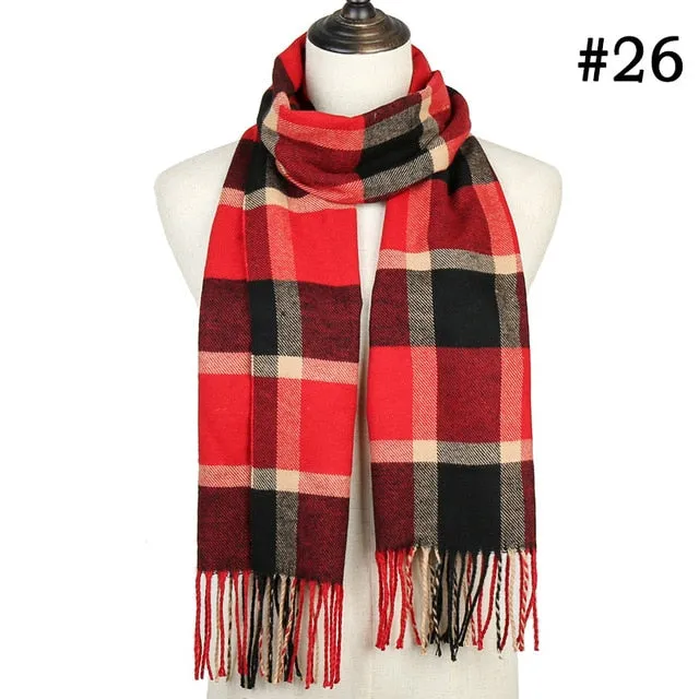 Plaid Cashmere Scarf Shawl and Wrap-around