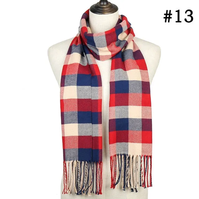 Plaid Cashmere Scarf Shawl and Wrap-around