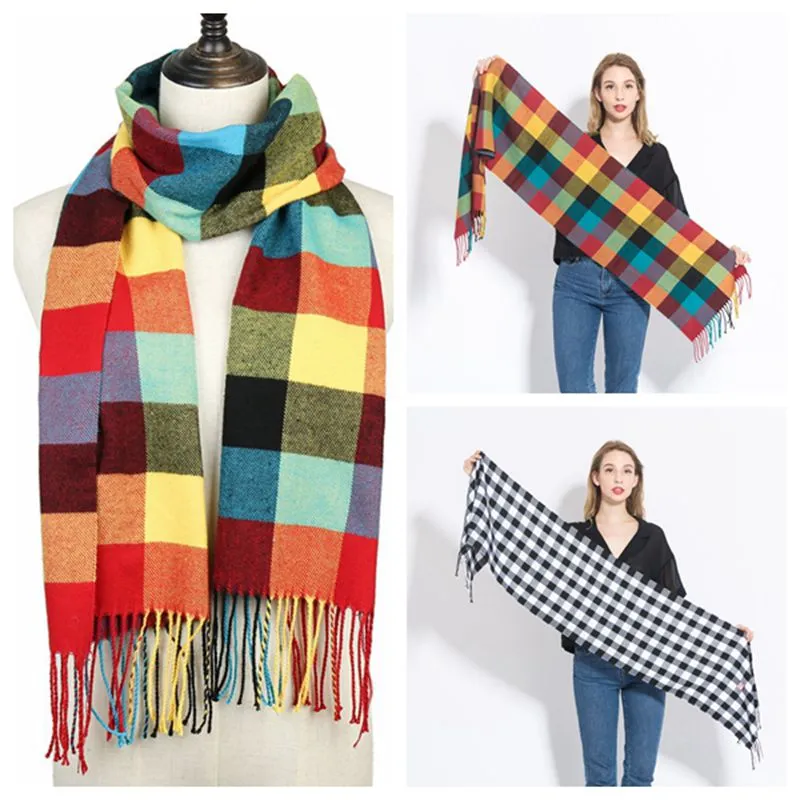 Plaid Cashmere Scarf Shawl and Wrap-around