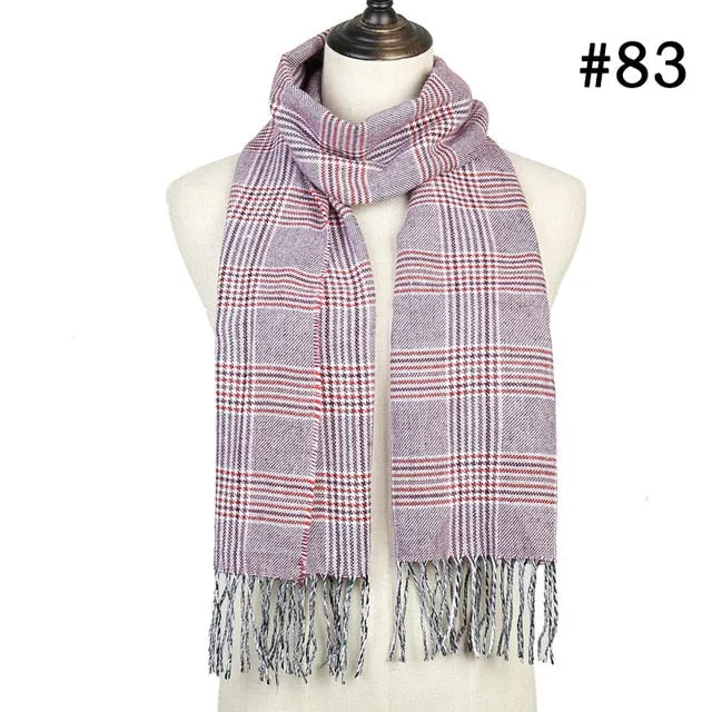 Plaid Cashmere Scarf Shawl and Wrap-around