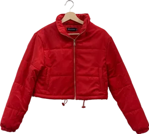 PrettyLittleThing Red Puffer Jacket UK 4