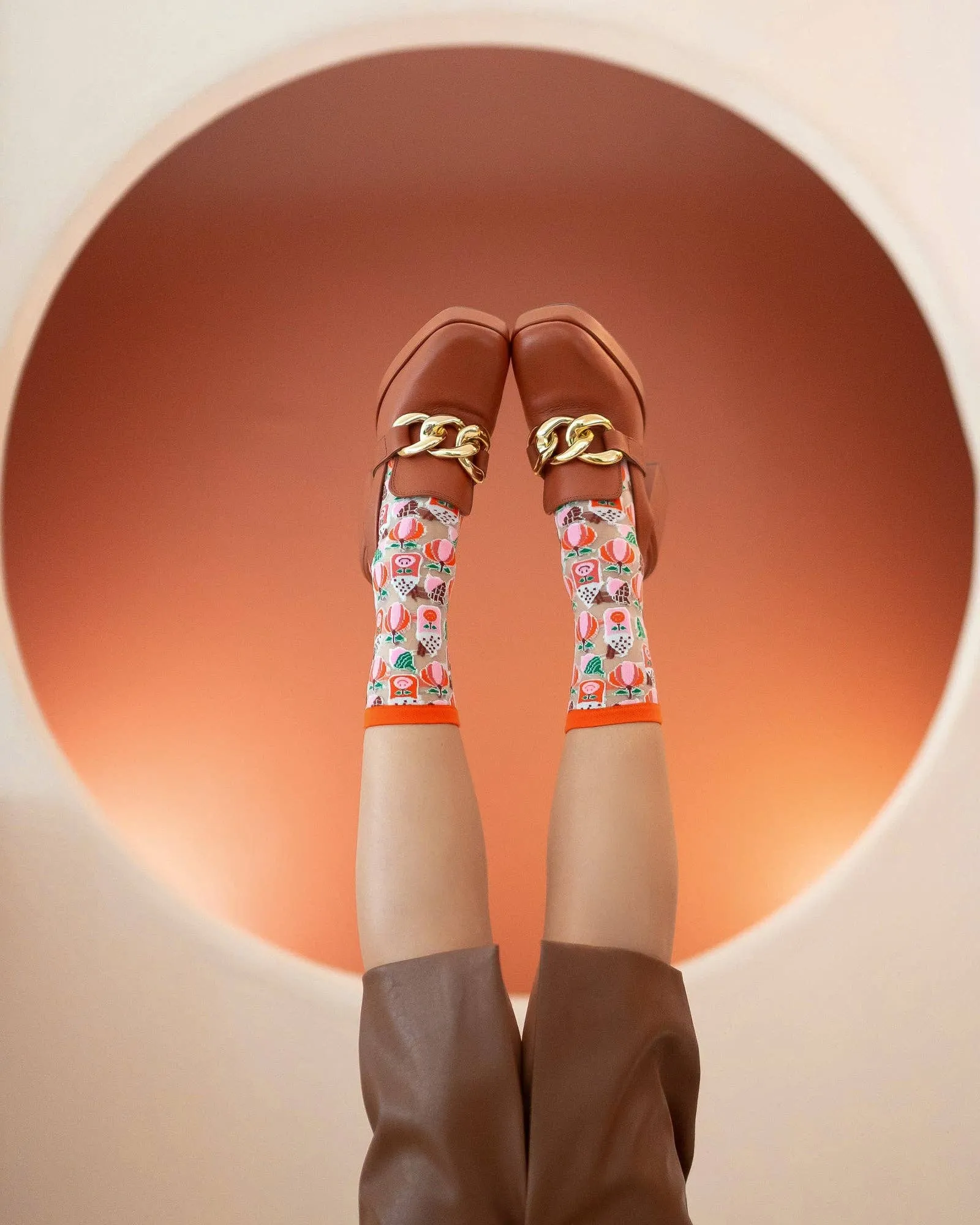 Pumpkin Spice Sheer Crew Sock