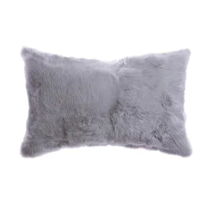 Rabbit Skin Small Lumbar Pillow - Light Grey