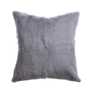Rabbit Skin Square Pillow - Light Grey