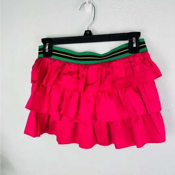 Ralph Lauren Blue Label y2K Vintage Pink Ruffled Tiered Mini Skirt