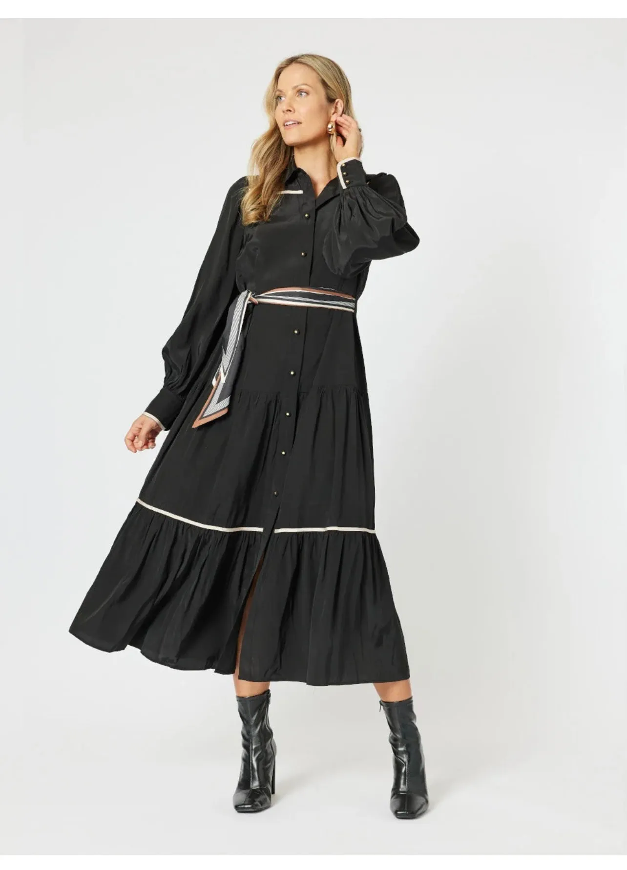Roma Trim Dress ~ Black