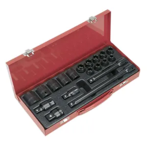Sealey Premier Impact Socket Set 19pc 1/2"Sq Drive Metric