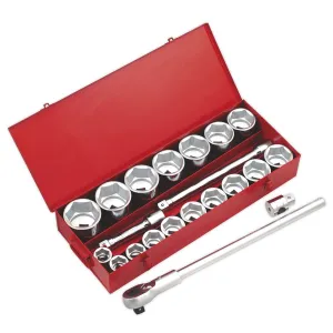 Sealey Premier Socket Set 22pc 1"Sq Drive 6pt WallDrive® Metric