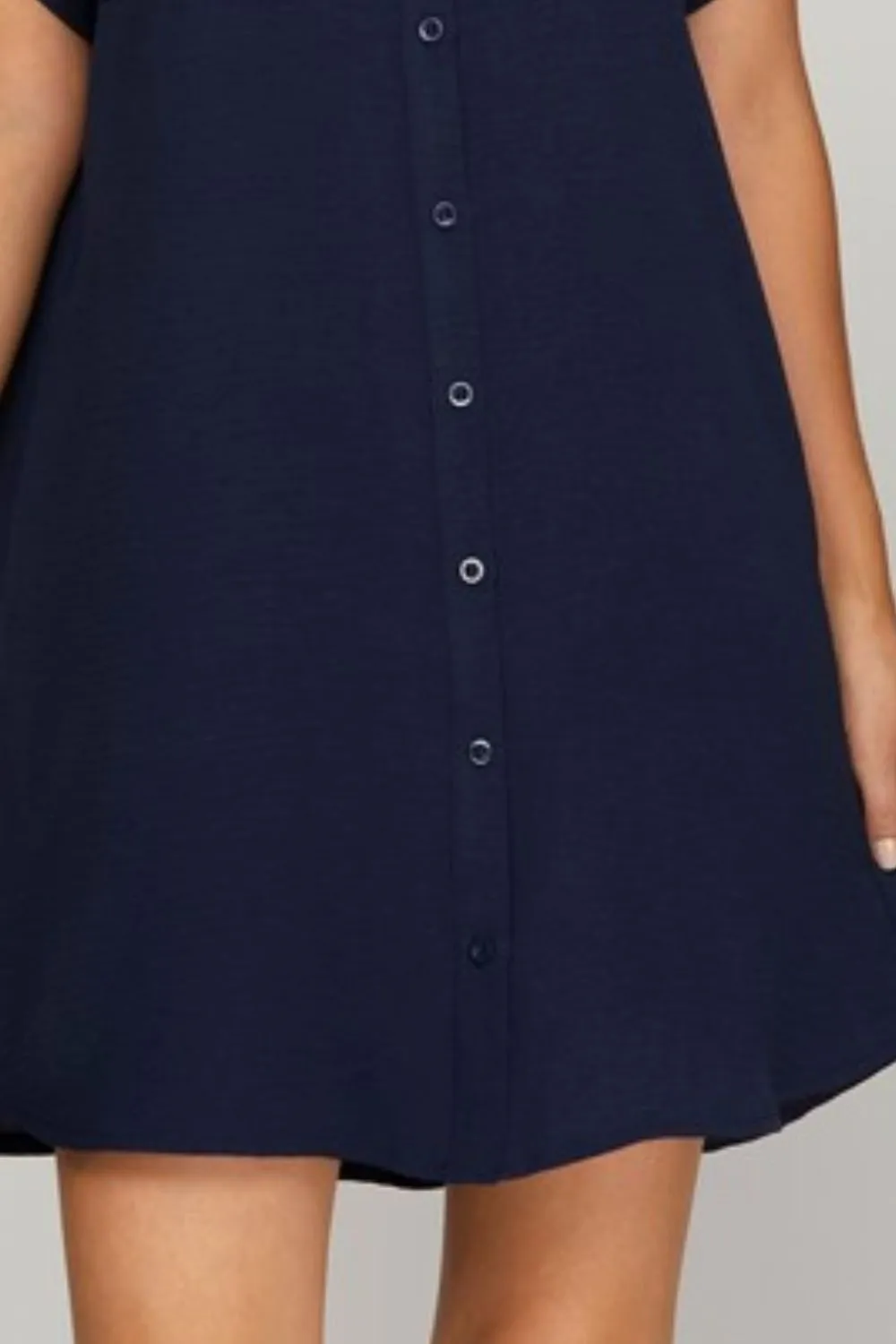 Set The Trend Deep Dark Navy Shirt Dress