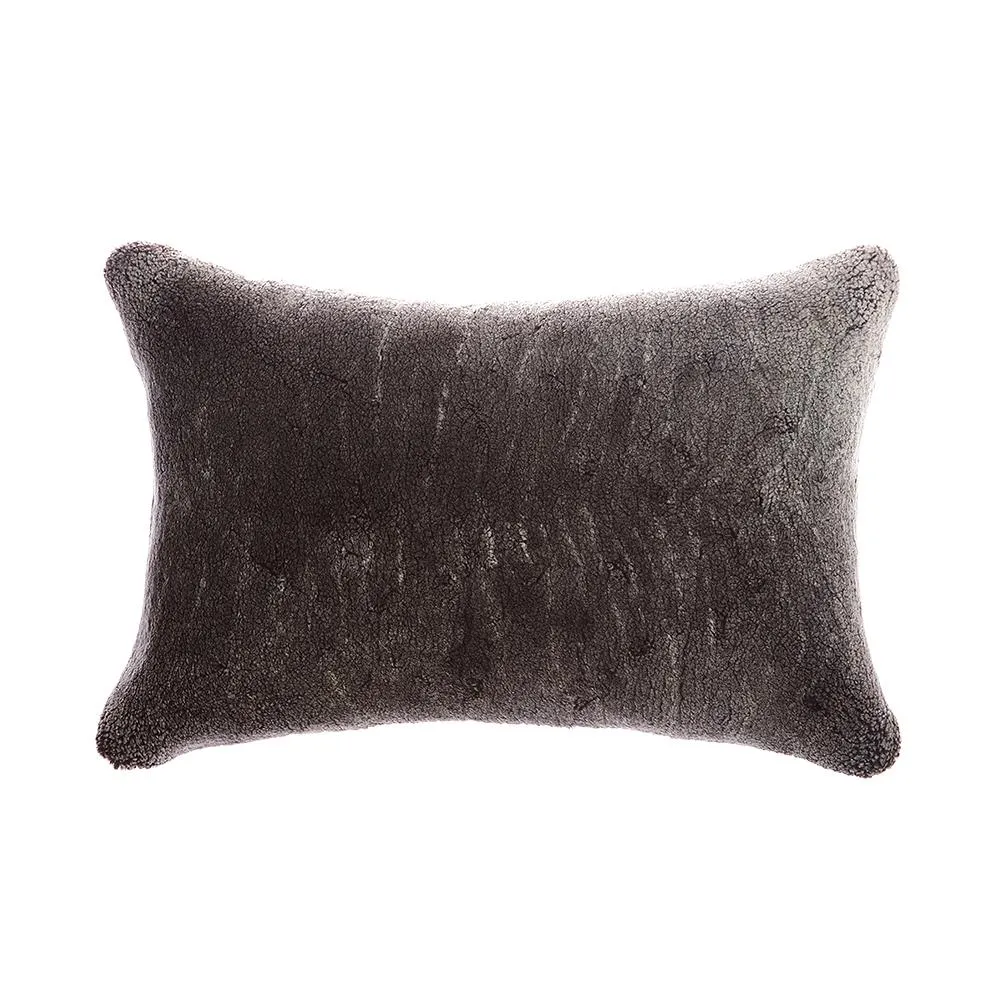 Shearling Charcoal Melange Lumbar Pillow