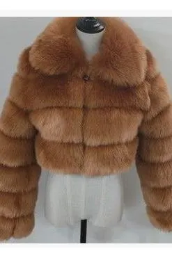 Short lapel imitation fur coat