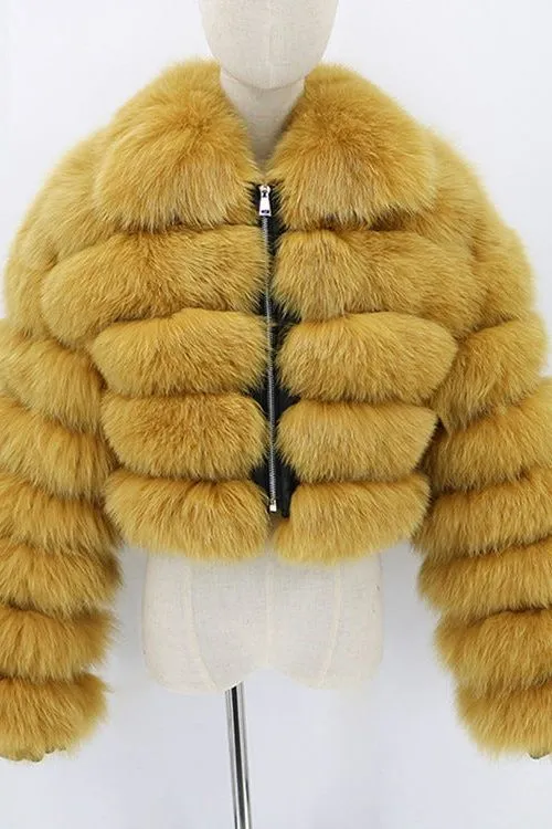 Short lapel imitation fur coat