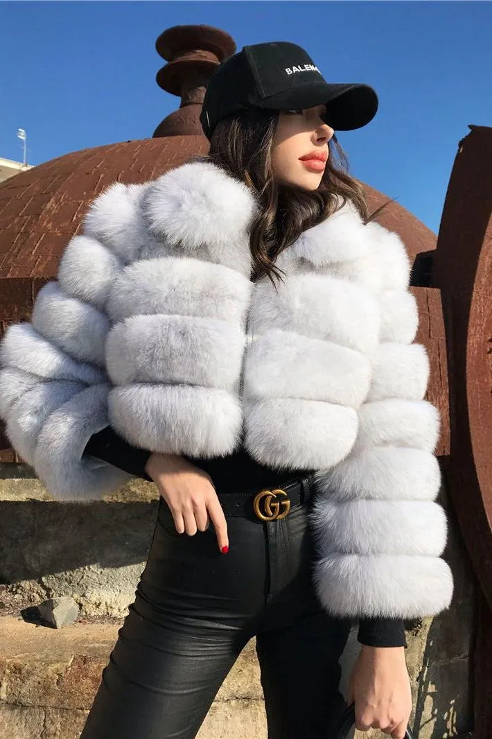 Short lapel imitation fur coat