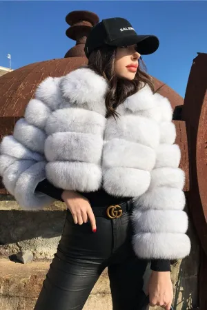 Short lapel imitation fur coat