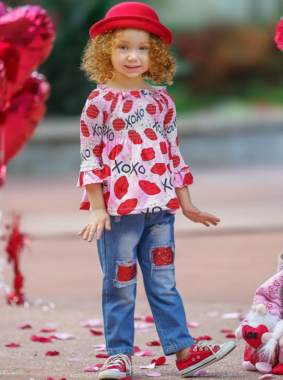 Smooches Sequin Patched Jeans Set