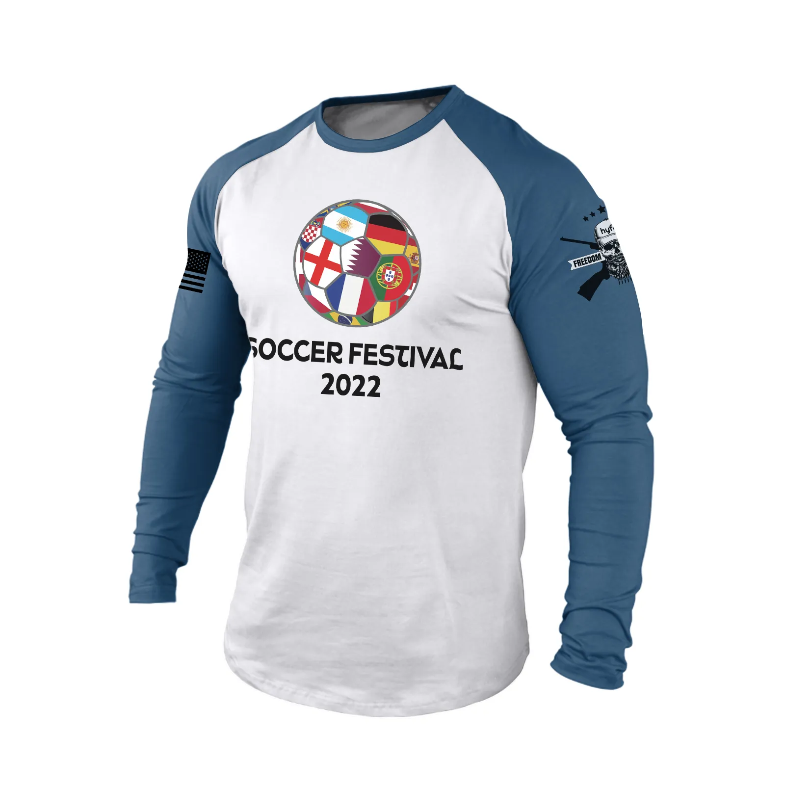 SOCCER FESTIVAL 100% COTTON RAGLAN GRAPHIC LONG SLEEVE T-SHIRT