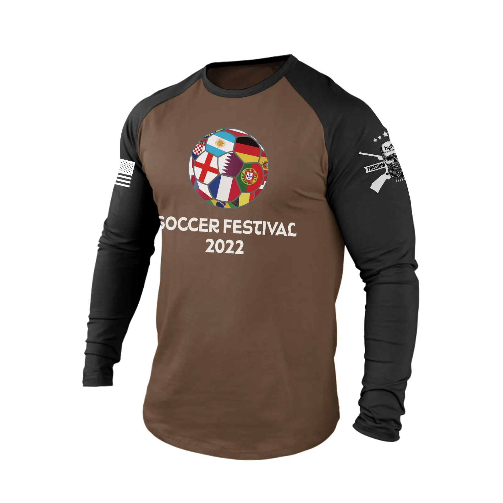 SOCCER FESTIVAL 100% COTTON RAGLAN GRAPHIC LONG SLEEVE T-SHIRT