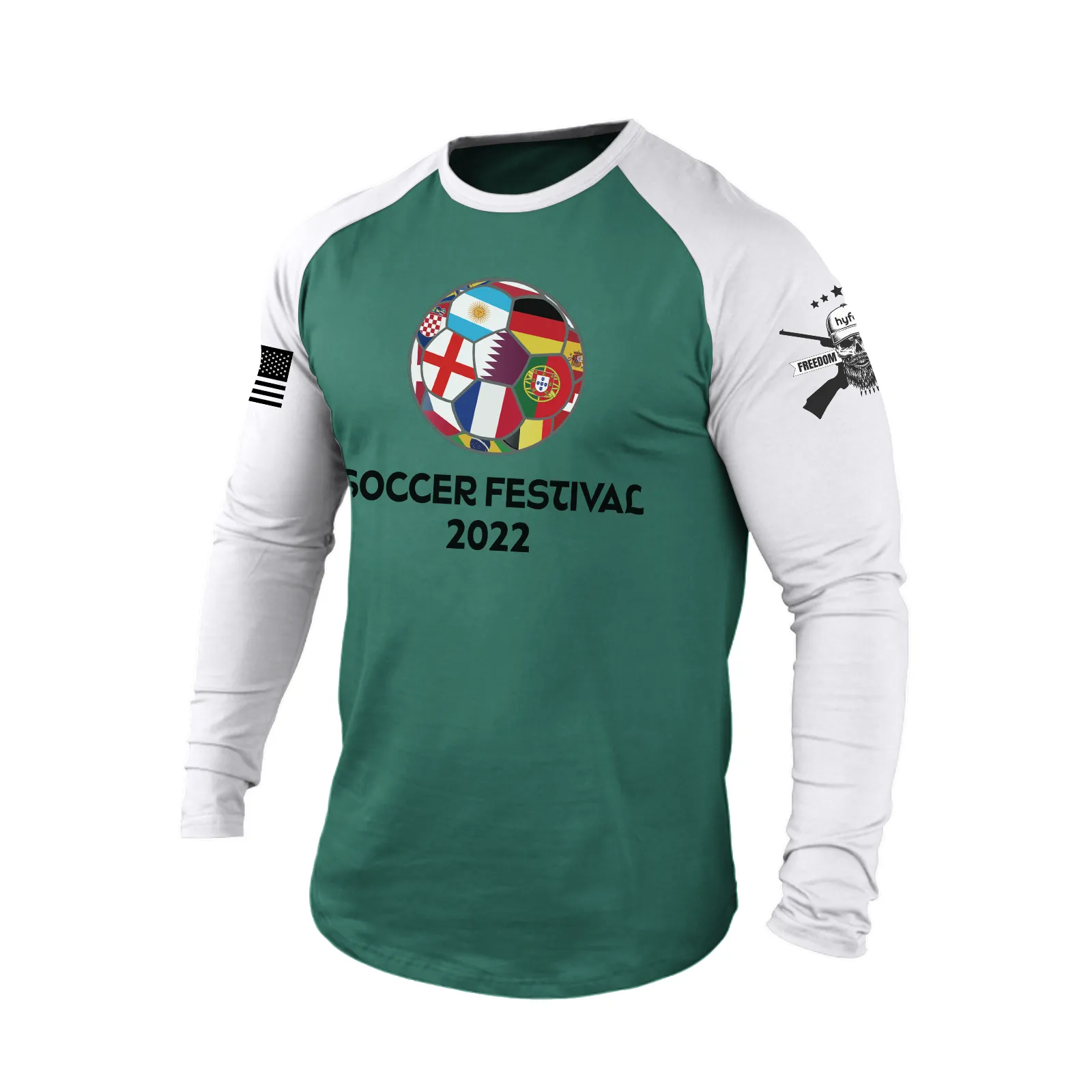 SOCCER FESTIVAL 100% COTTON RAGLAN GRAPHIC LONG SLEEVE T-SHIRT