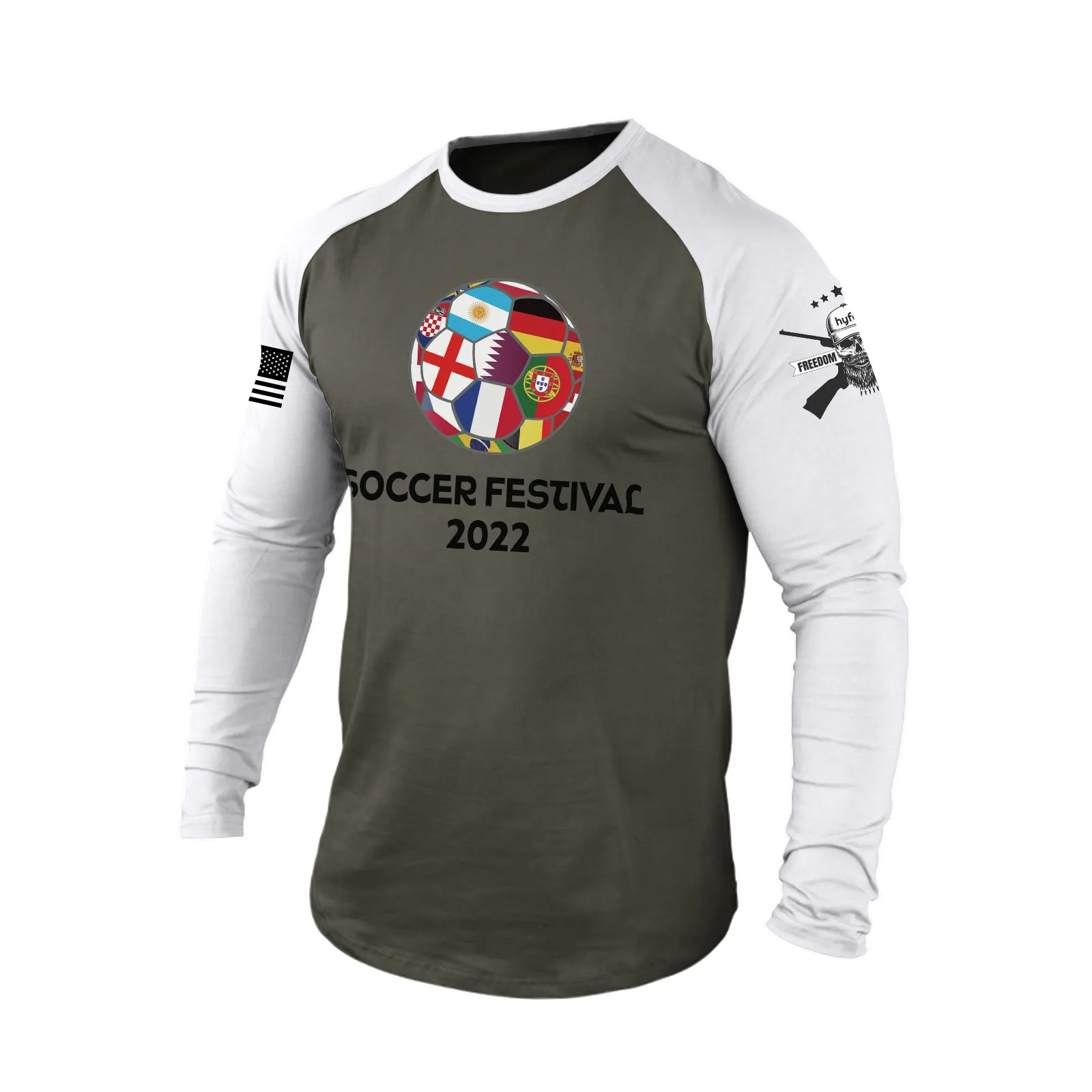 SOCCER FESTIVAL 100% COTTON RAGLAN GRAPHIC LONG SLEEVE T-SHIRT