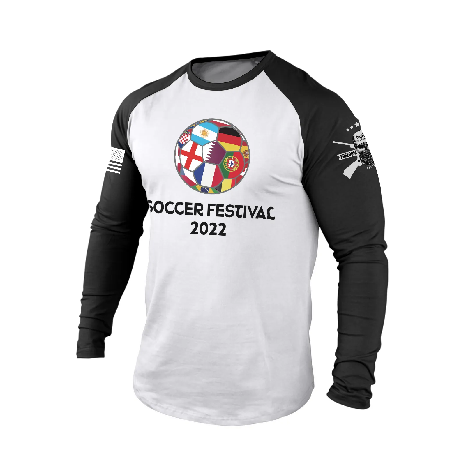 SOCCER FESTIVAL 100% COTTON RAGLAN GRAPHIC LONG SLEEVE T-SHIRT