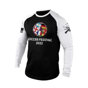 SOCCER FESTIVAL 100% COTTON RAGLAN GRAPHIC LONG SLEEVE T-SHIRT