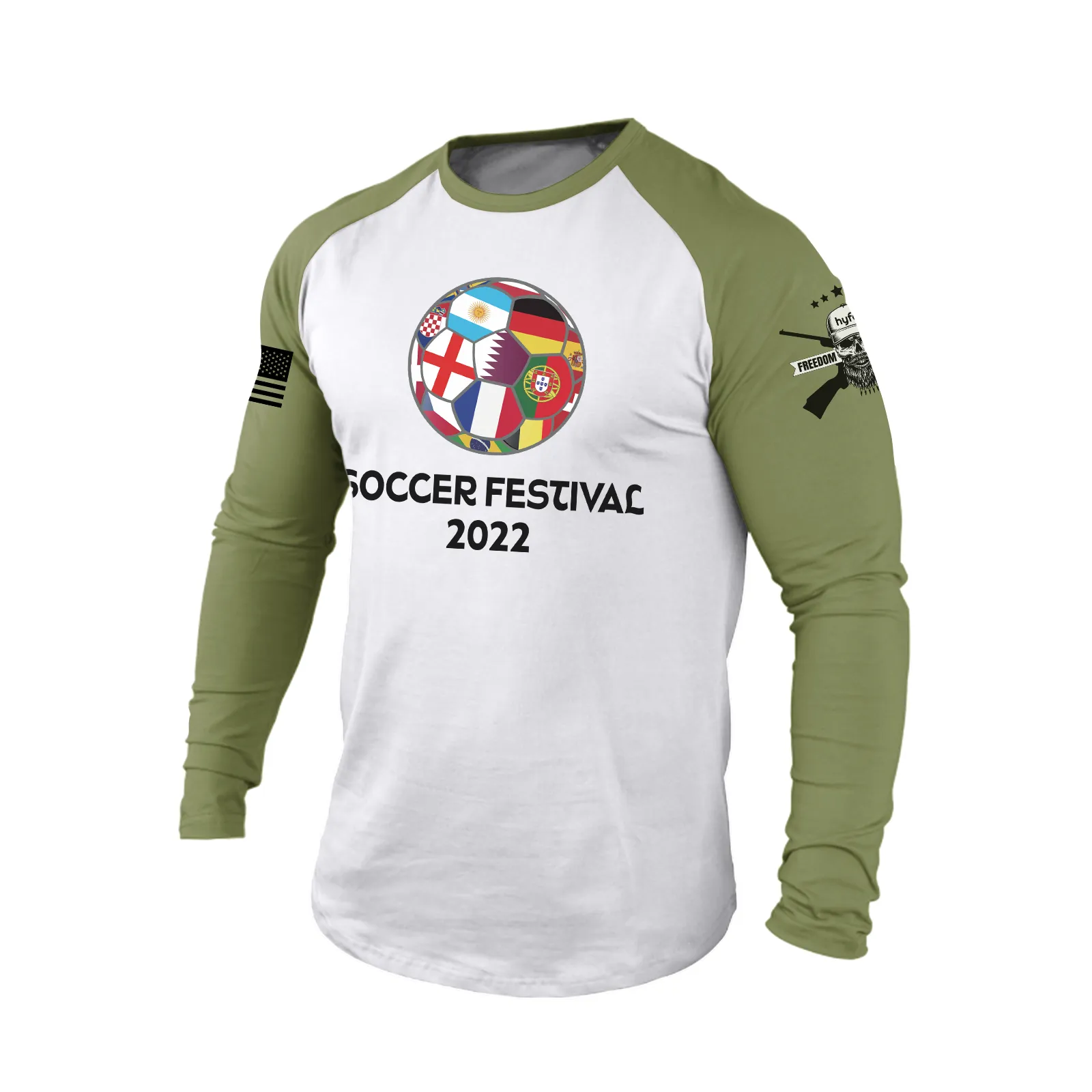 SOCCER FESTIVAL 100% COTTON RAGLAN GRAPHIC LONG SLEEVE T-SHIRT
