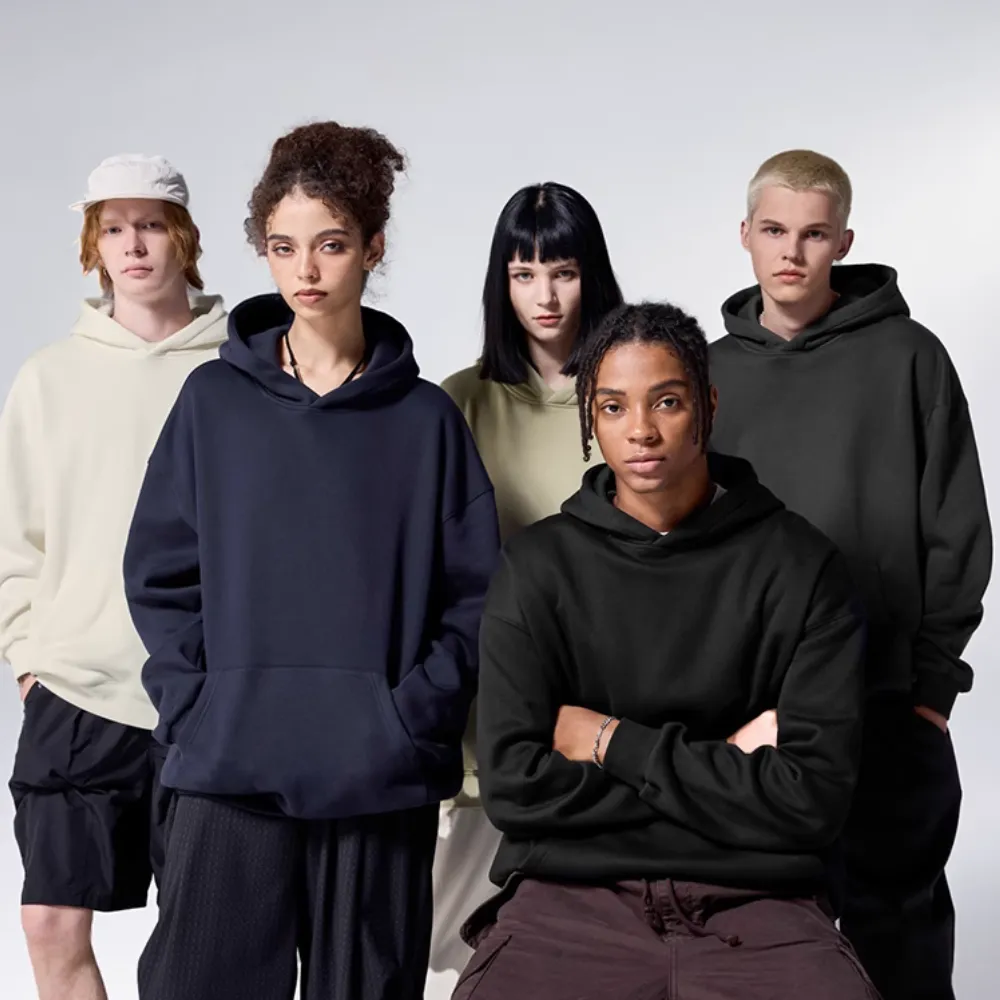 Solid Color No Drawstring Hoodie