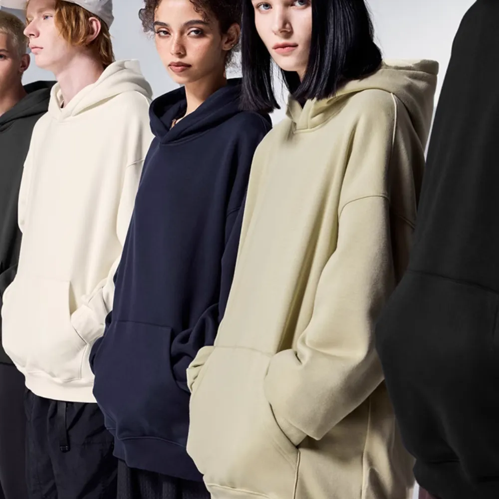 Solid Color No Drawstring Hoodie